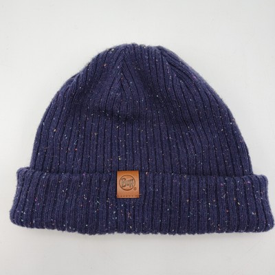 Buff Ribbed Knit Beanie Unisex Size Blue Multicolor Speckled Winter Hat