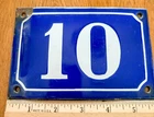 Vintage Enamel Porcelain House Number 10 Door Sign Dark Blue/Cobalt