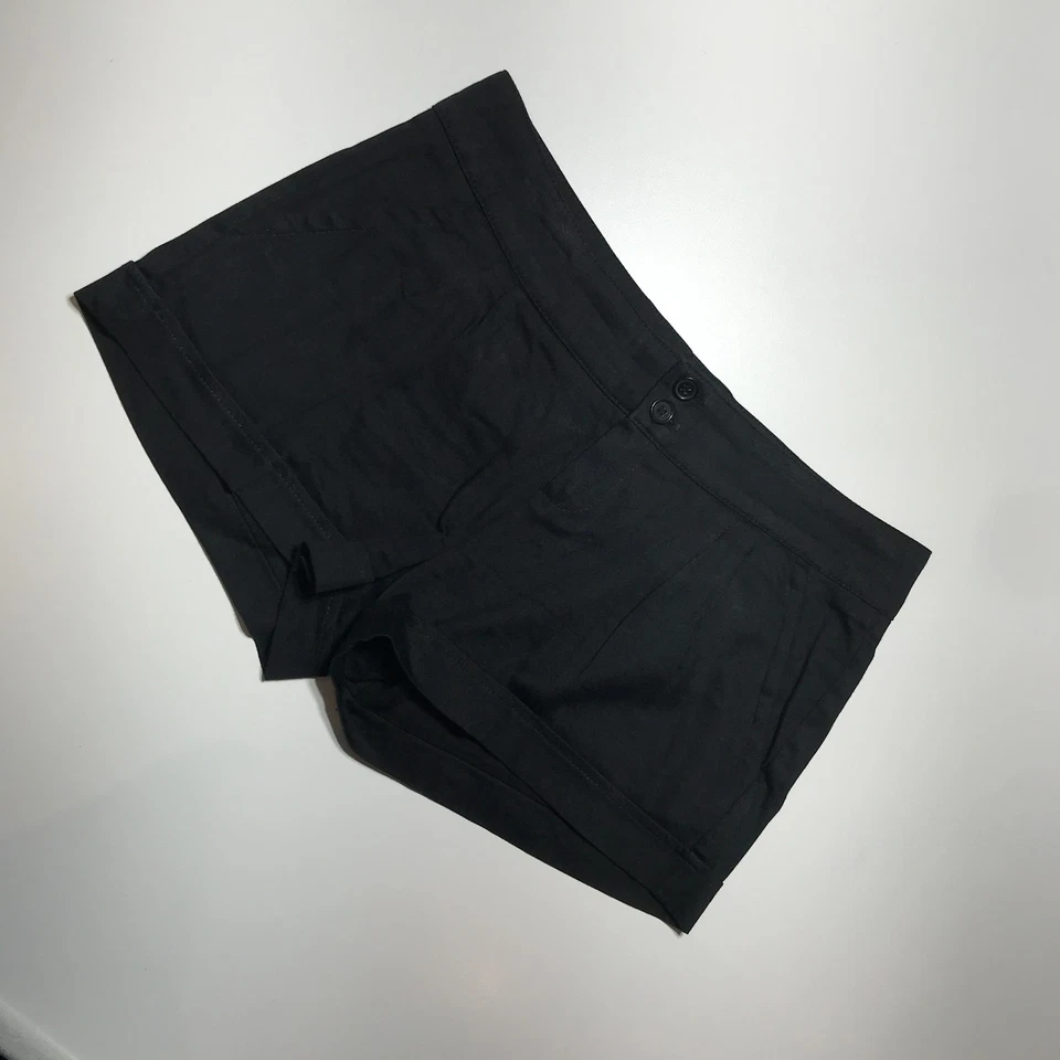 Pantalones Cortos Delia's Juniors 7/8 Tiro Bajo Mini Chino Negro Plisado Puño Delantero Y2K EE. UU. Foto 2 de 4