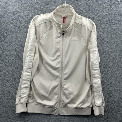 Kappa Track Jacket Mens Large Beige White 222 Banda Anniston Full Zip Adult L