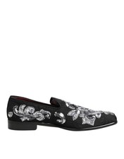 Dolce & Gabbana Black Silver Sequined Loafers Men Dress Men's Shoes Authentic