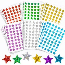 6 Colors Holographic Star 6 Stickers, Multi-colors