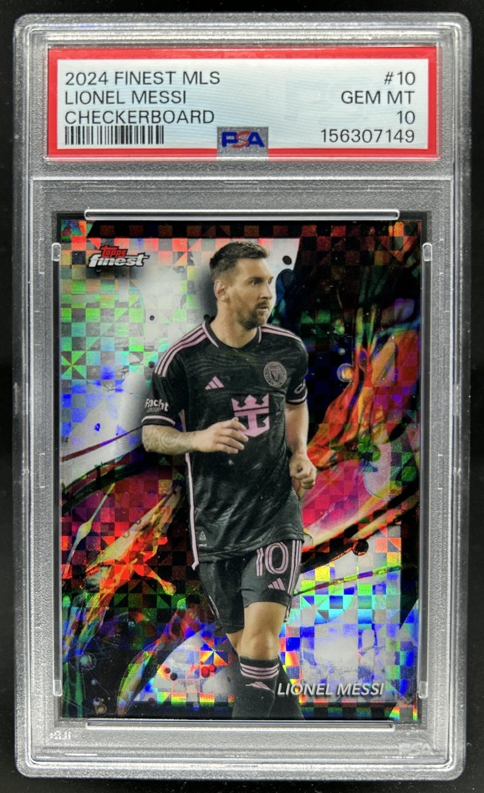 2024 Topps Finest MLS Lionel Messi Checkerboard Refractor Common #10 PSA 10