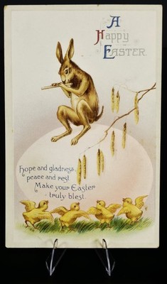 Antique Easter Postcard Rabbit Chicks Egg IAPC Germany Posted Phelps NY