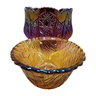 Vintage Iridescent Sunset Indiana Red Carnival Glass Bowl Heritage Pattern + One