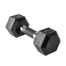 15 LB Rubber Coated Hex Dumbbell Hand Weight with Padded Grip Single  Comfo...