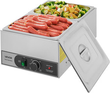 Commercial Food Warmer, 1200W Electric Stainless Steel Steam Food Warmer, Fast H