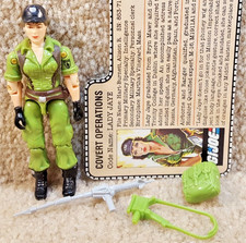 Complete Really Nice Vintage 1985 GI Joe Lady Jaye Covert Ops v1 With Filecard