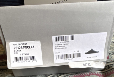 Balenciaga Sunday Mule Calfskin Black Mule Sandals US 7.5 Buckle Closure
