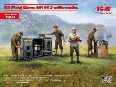 1/35 US Field Stove M1937 w/Cooks (4)