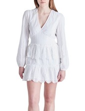 Steve Madden Raquelle Dress XS 0-2 Optic White Eyelet Cotton Long Sleeve NWT