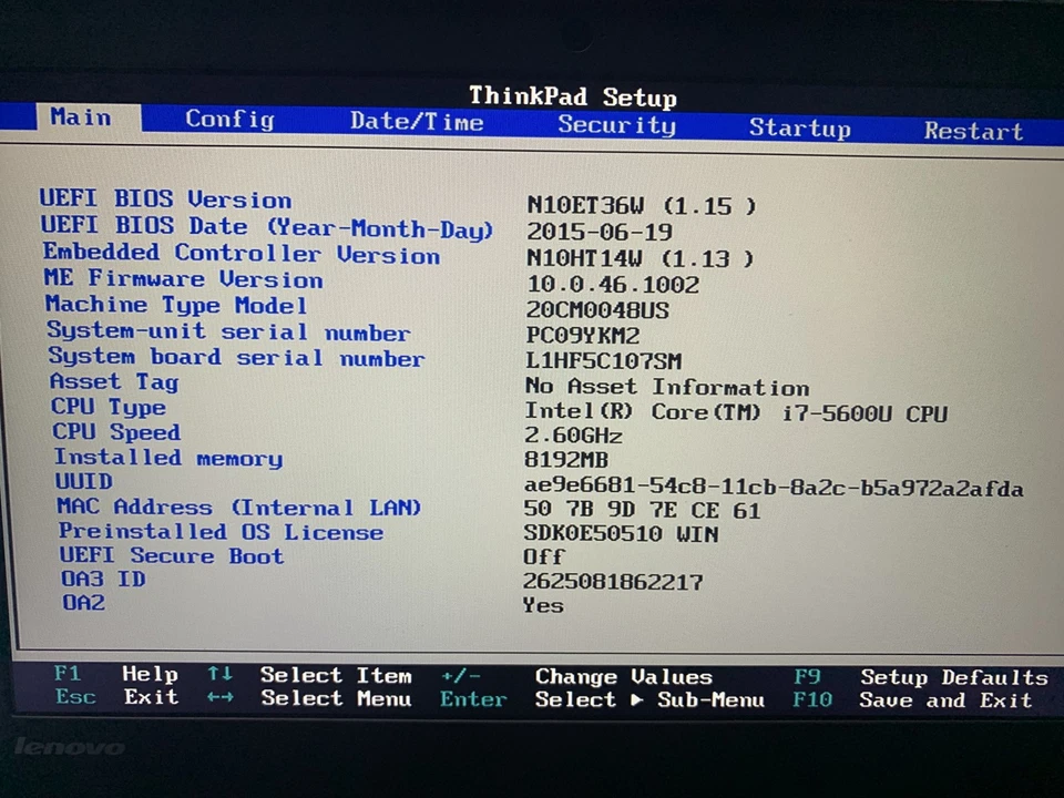 Lenovo ThinkPad X250 13" Core i7-5600U 2.6GHz 8GB RAM NO HDD NO OS Good - image 2 of 4