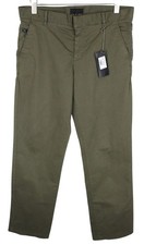 RICHMOND Men Trousers 48 Green Cotton Stretch Straight Casual