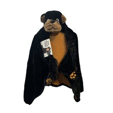 Black Bear Hooded Animal Throw 27  x 52  Child Size Fuzzy Soft Blanket