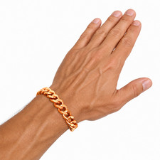 Solid Pure Copper Cuban Link Bracelet 8.5in Heavy Chunky Mens Curb Chain 50g