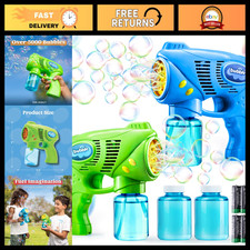 Kids Bubble Gun Set with 2 Refill Bottles - Fun Outdoor Toy for Parties, Birthda