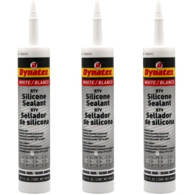 Dynatex Industrial Silicone 10.1oz Caulk Tube - Flexible Watertight (3-Pack)