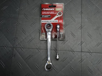 #ad Husky SAE Quad Drive Ratcheting Wrench Set 2 Piece $25.99