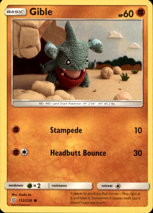 Gible 112/236 Common Unified Minds Pokemon Near Mint
