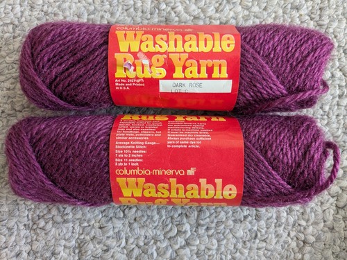 Columbia-Minerva Washable Vintage Rug Yarn New old stock Lot of 2 Dark Rose - Picture 2 of 5