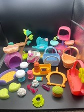 2000s Littlest Pet Shop Furniture Lot 23 Pieces Accessories, Baskets, Hospital