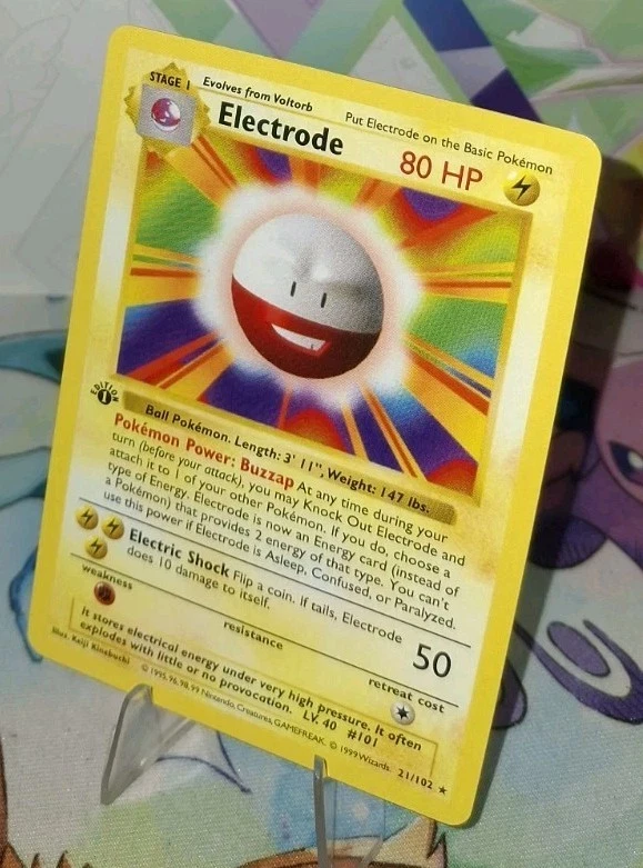Pokémon TCG 1st Edition Shadowless Electrode 21/102 NM/BETTER - Image 3 of 4