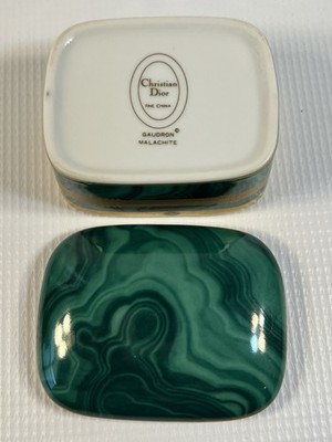 Christian Dior Fine China Gaudron Malachite Porcelain Trinket Box