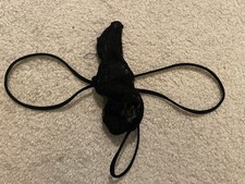 Sissy Pouch Panties Black Lace G-String Thong Long Pouch Size L/XL 35"-42" Waist