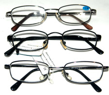 3 pair Reading glasses power 2.0 Silver and Gun metal color frame compact styles