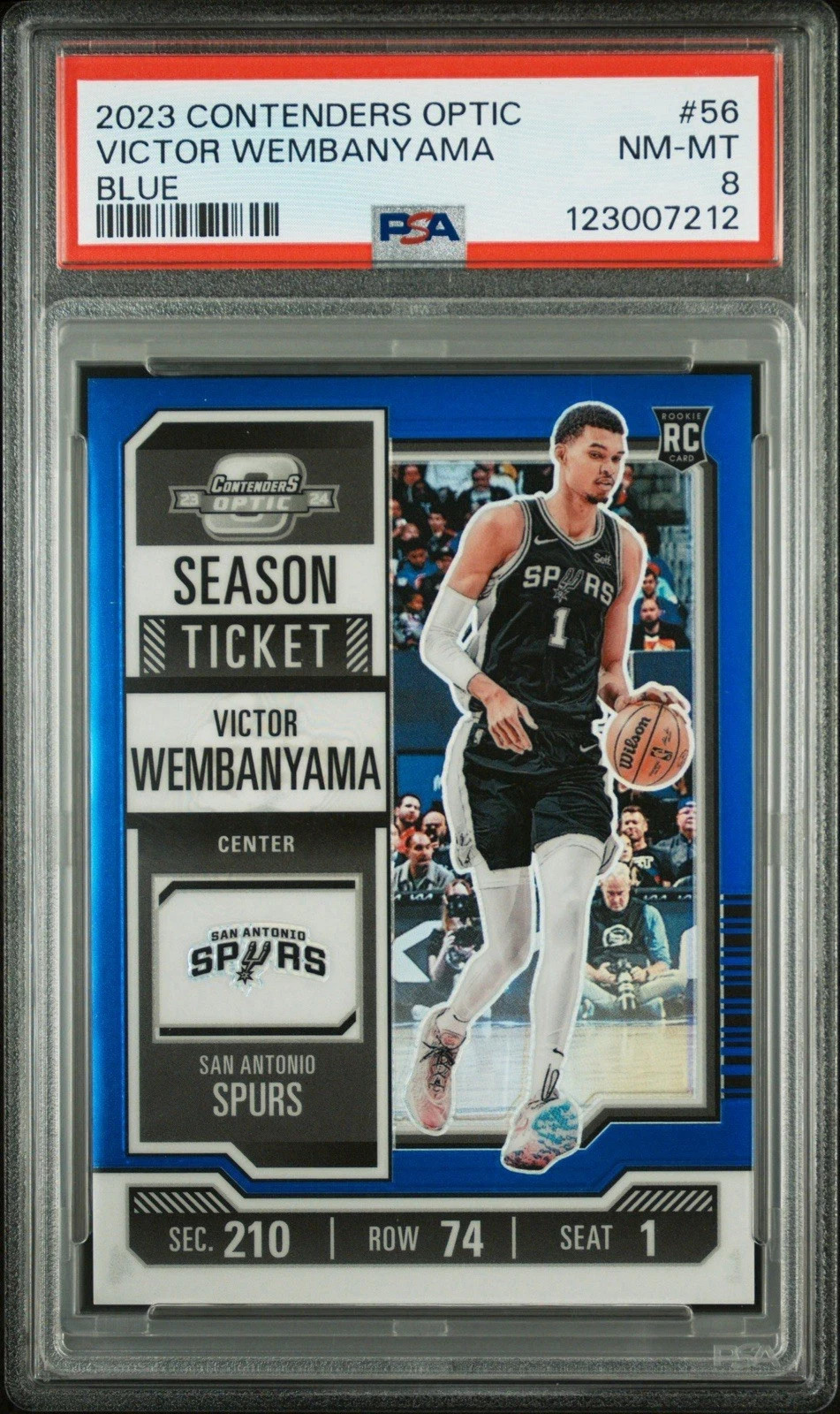 2023 Contenders Optic VICTOR WEMBANYAMA Rc Season Ticket Blue Prizm /99 PSA 8!