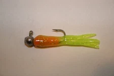 8 pk Orange / Chartreuse Sparkle Crappie Fishing Tube Jigs Bluegill Perch