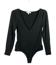 BB Dakota Women s V Neck Black Long Sleeve Bodysuit Size M