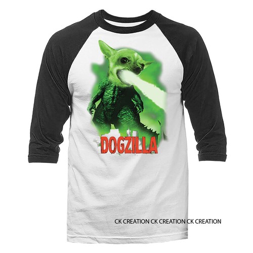 Dogzilla Animal Mascota Perro Divertida Broma Humor Humor Mangas 3/4 Raglan - Imagen 3 de 10