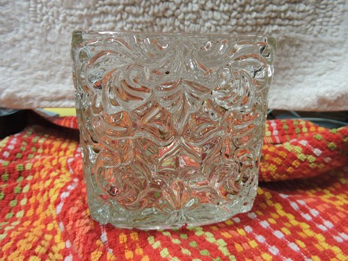 Avon vintage glass triangle tealight votive smooth oval front - Picture 2 of 4