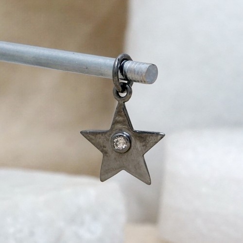 Natural Diamond Sterling Silver STAR Charm Pendant Handmade Vintage Look Jewelry - Picture 2 of 3