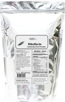 NuSci 100% pure Vitamin B2 Riboflavin Powder Bulk 227g (8 oz) USP 