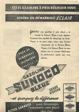 1937 SONOCO BLUE GASOLINE WINTER GRADE ORIGINAL AD IN FRENCH