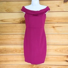 Lulu's Off The Shoulder Dress Womens Size M Pink Stretch Fitted Lined Formal