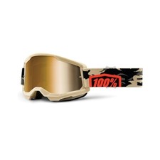 MASCHERA 100% STRATA 2 OCCHIALI MOTOCROSS KOMBAT LENTE A SPECCHIO ORO