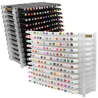 Evemodel 15X12 Slots Clear Penholder Display And Storage Pen Rack For Art Marker Pens Home School Office (Clear, 12pcs
