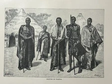1885 Men Of Uganda Original Antique Print