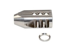 Stainless Steel 1/2x28 TPI, 5/8x24 TPI Tanker Style Muzzle Brake