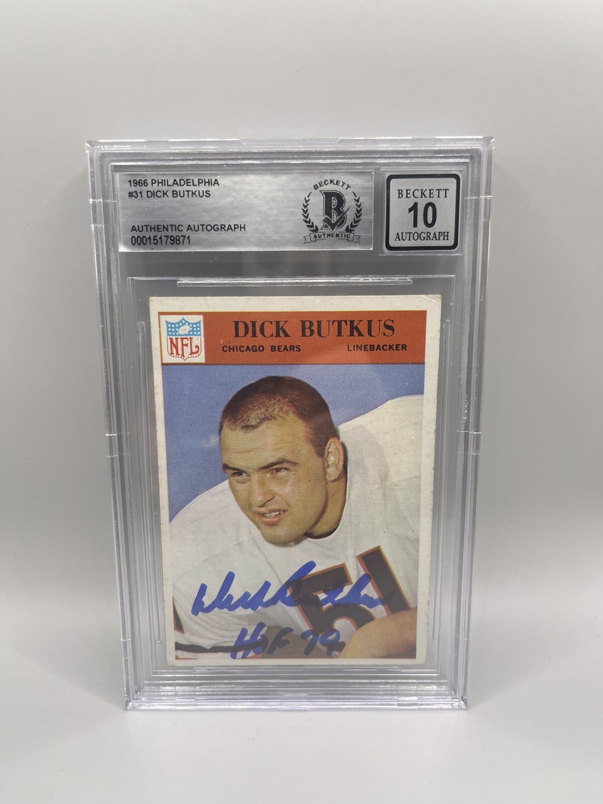 Dick Butkus Signed Inscribed 1966 Philadelphia #31 Rookie Card Beckett ...