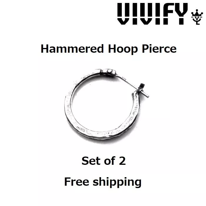 VIVIFY Hammered Hoop Pierce set of 2 For both ears japanese hand made