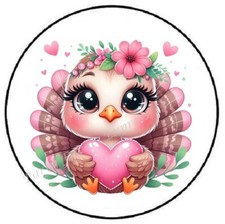 TURKEY WITH HEART ENVELOPE SEALS LABELS STICKERS PARTY FAVORS