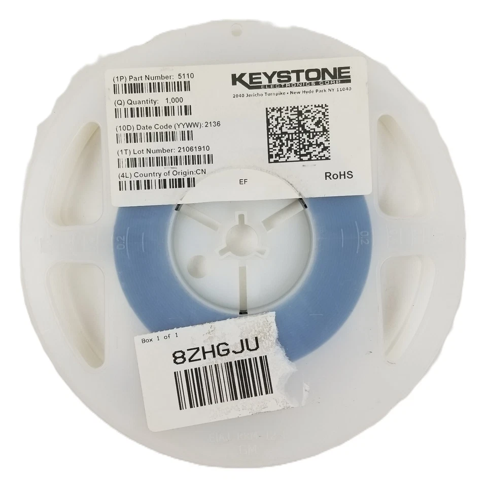 1000 Keystone Electronics 5110 PCB 0 OHM RESISTOR 0603 JUMPER T/R NEW - Image 2 of 4