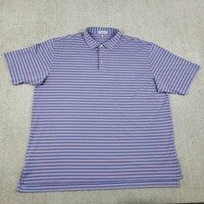 Peter Millar Polo Shirt Mens 2XL Pink Blue Striped Summer Comfort Golf Stretch