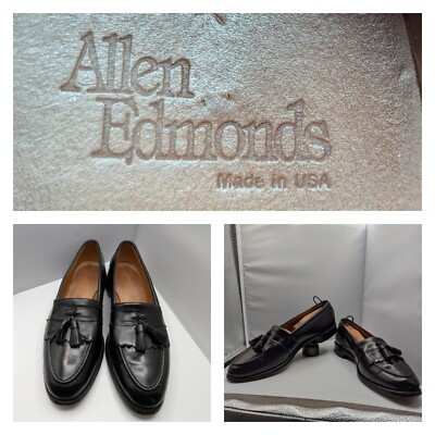 Mens Loafers Shoes Allen Edmonds Newport Kiltie Tassel Black  display picture 3
