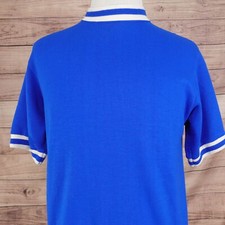 VINTAGE BLUE WHITE 2-TON TWO TONE BLANK SHORT SLEEVE SWEATSHIRT SZ L 60s 70s