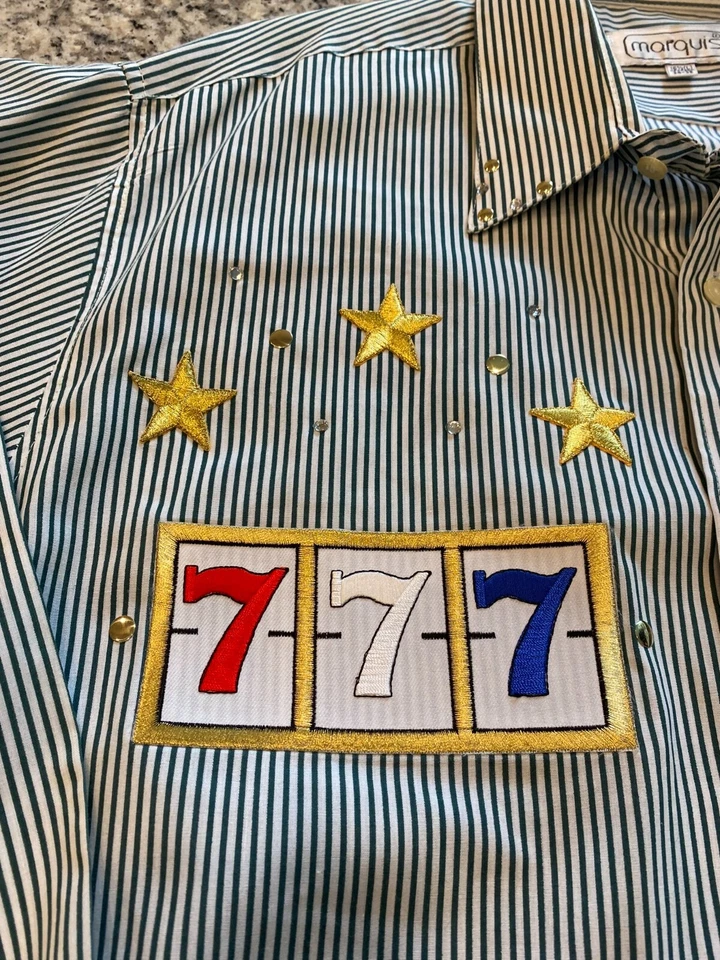 Camisa de jugador Marquis Vegas L/S a rayas vestido con botones 16-1/2 34-35 ranuras Foto 3 de 4